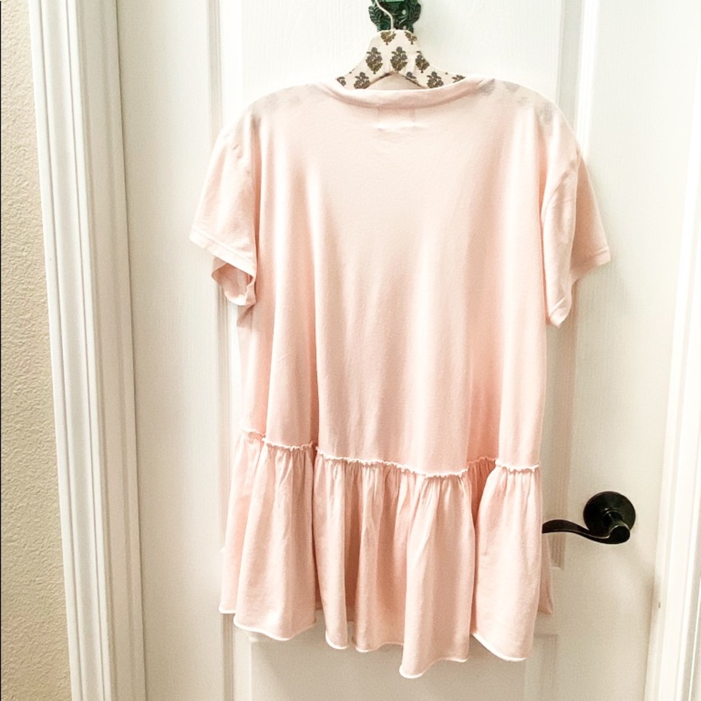 Anthropologie t. la Boho Chic Blush Ruffle Tee Size XS - Picture 6 of 7